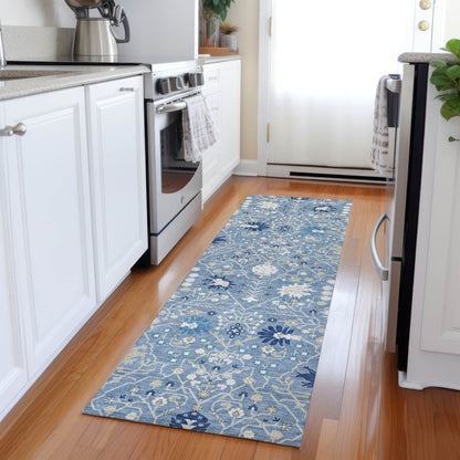 LOOMLAN Rugs Elara Blue Washable Indoor-Outdoor Rug