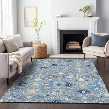 LOOMLAN Rugs Elara Blue Washable Indoor-Outdoor Rug