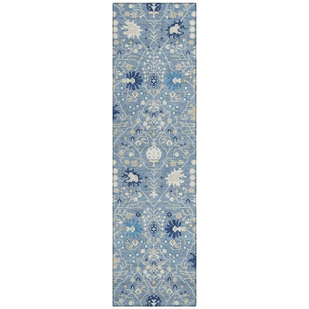 LOOMLAN Rugs Elara Blue Washable Indoor-Outdoor Rug