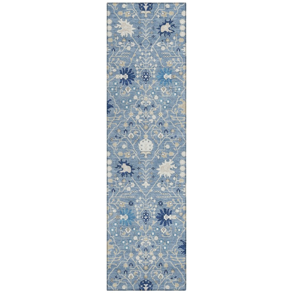 LOOMLAN Rugs Elara Blue Washable Indoor-Outdoor Rug