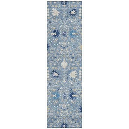LOOMLAN Rugs Elara Blue Washable Indoor-Outdoor Rug