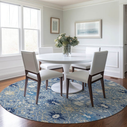 LOOMLAN Rugs Elara Blue Washable Indoor-Outdoor Rug