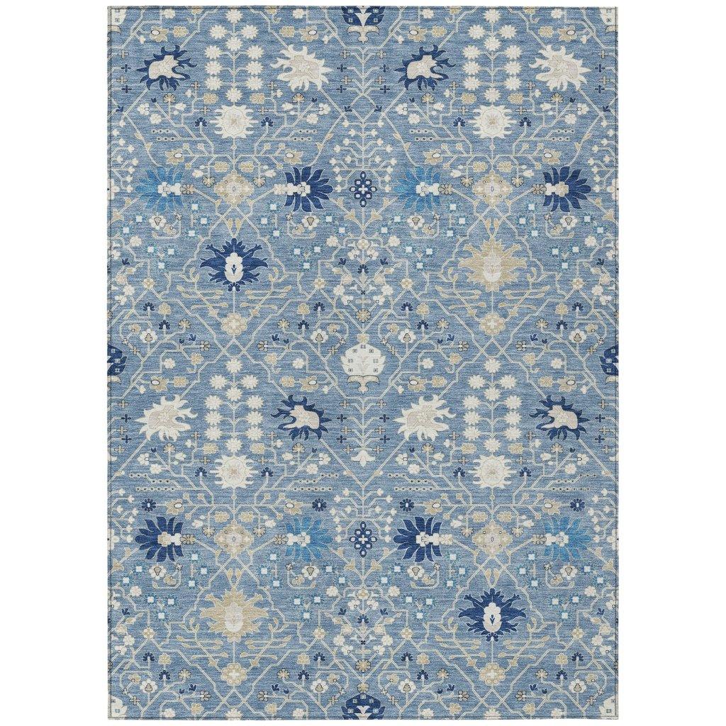 LOOMLAN Rugs Elara Blue Washable Indoor-Outdoor Rug