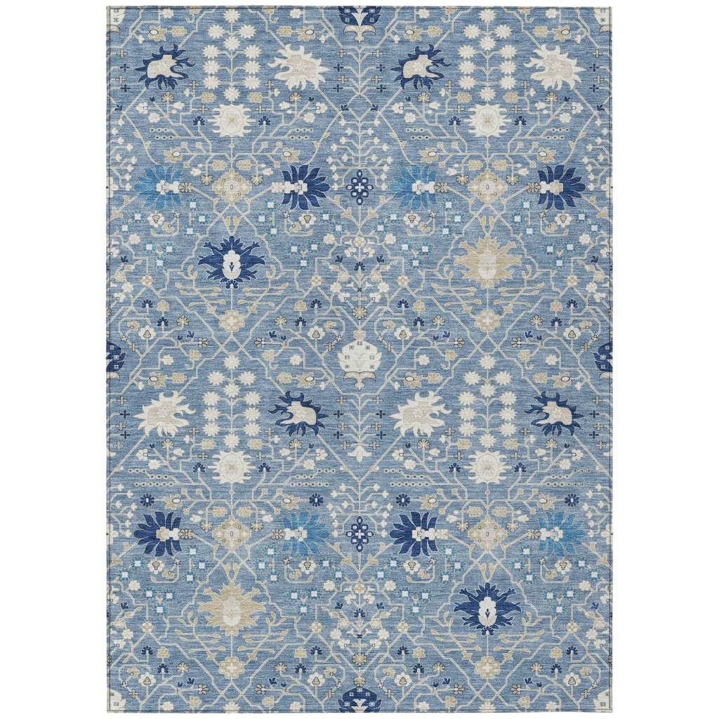 LOOMLAN Rugs Elara Blue Washable Indoor-Outdoor Rug