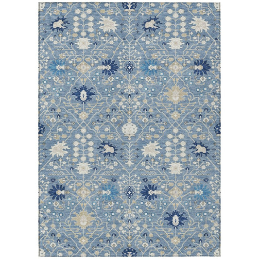 LOOMLAN Rugs Elara Blue Washable Indoor-Outdoor Rug