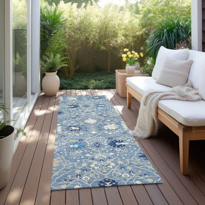 LOOMLAN Rugs Elara Blue Washable Indoor-Outdoor Rug