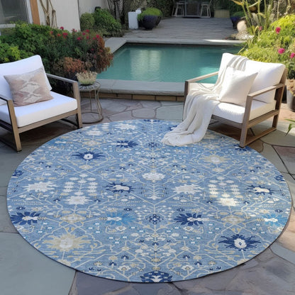 LOOMLAN Rugs Elara Blue Washable Indoor-Outdoor Rug