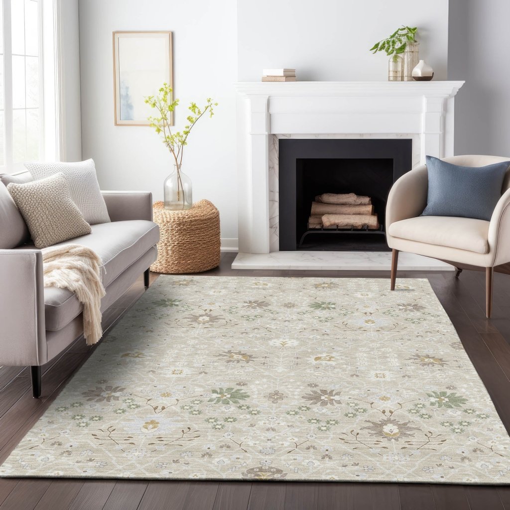 LOOMLAN Rugs Elara Brown Washable Indoor-Outdoor Rug