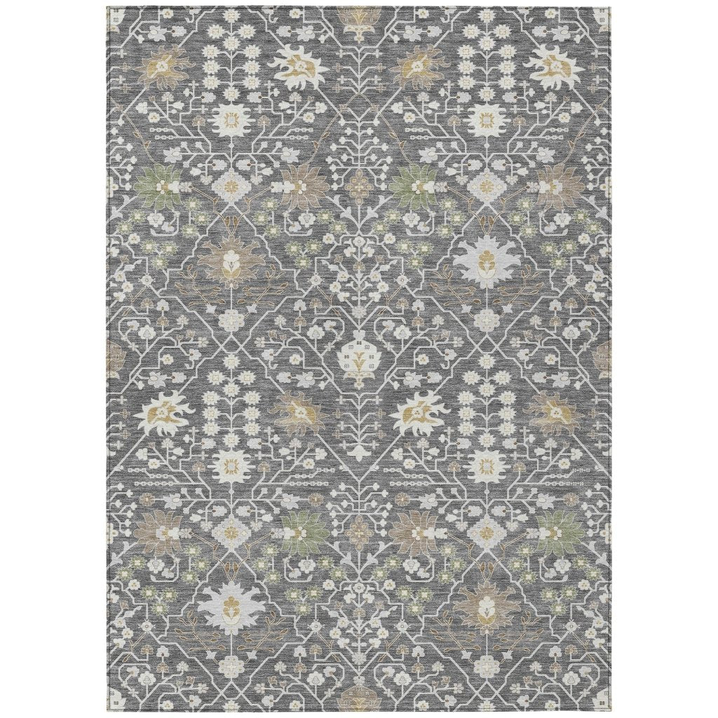 LOOMLAN Rugs Elara Charcoal Washable Indoor-Outdoor Rug