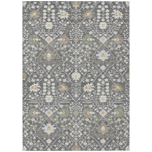 LOOMLAN Rugs Elara Charcoal Washable Indoor-Outdoor Rug