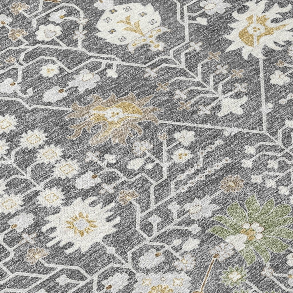 LOOMLAN Rugs Elara Charcoal Washable Indoor-Outdoor Rug