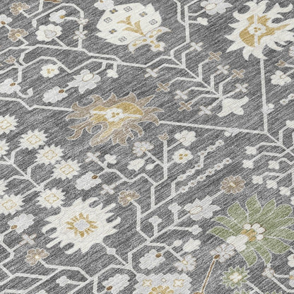 LOOMLAN Rugs Elara Charcoal Washable Indoor-Outdoor Rug