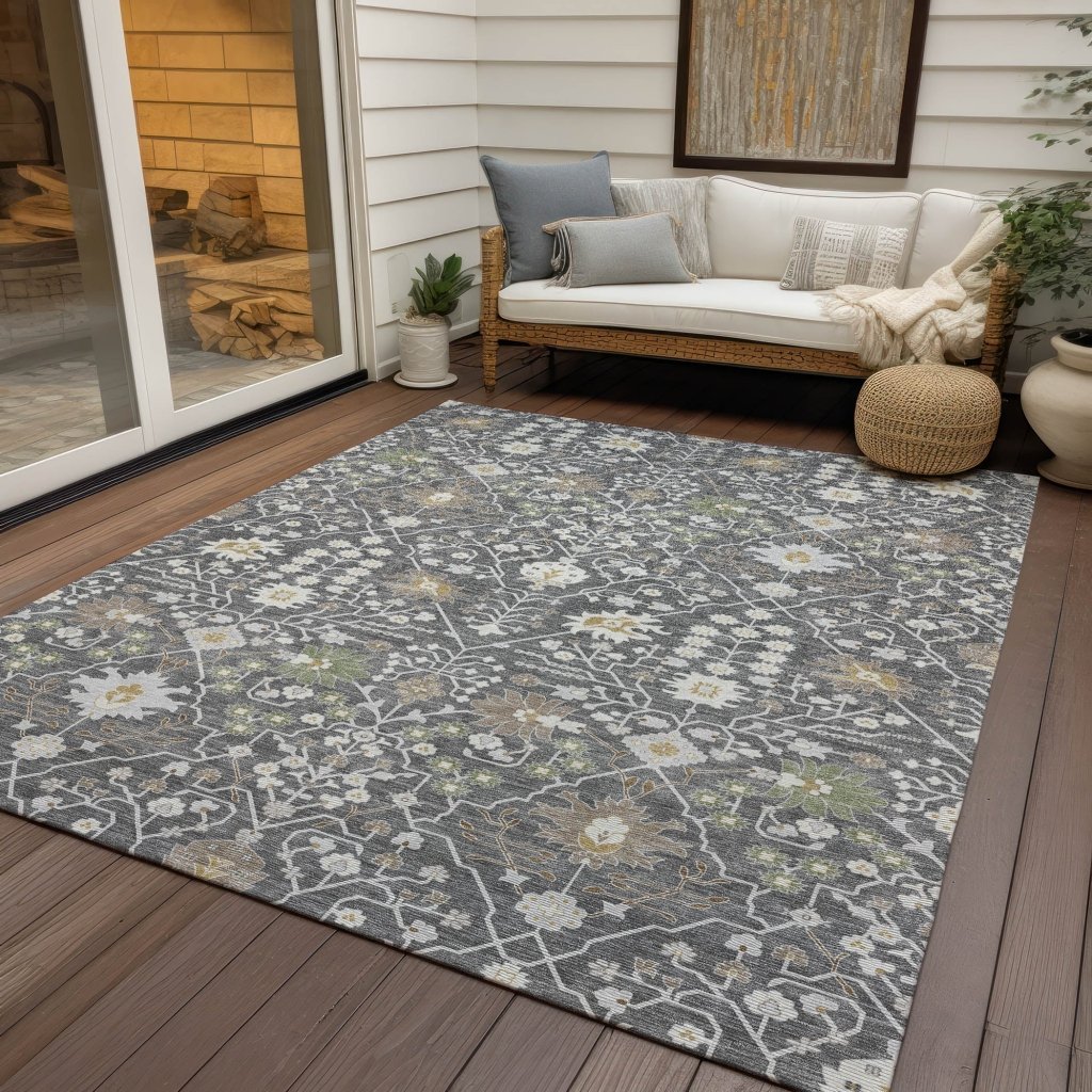 LOOMLAN Rugs Elara Charcoal Washable Indoor-Outdoor Rug