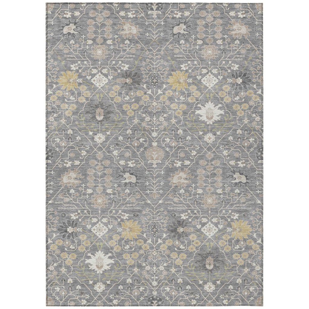 LOOMLAN Rugs Elara Gray Washable Indoor-Outdoor Rug