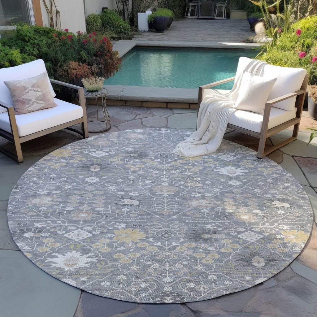 LOOMLAN Rugs Elara Gray Washable Indoor-Outdoor Rug