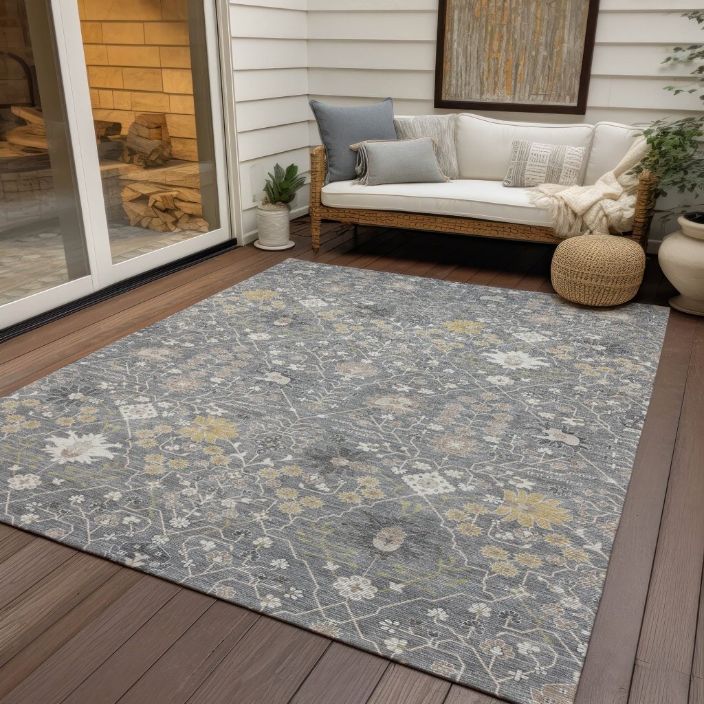 LOOMLAN Rugs Elara Gray Washable Indoor-Outdoor Rug