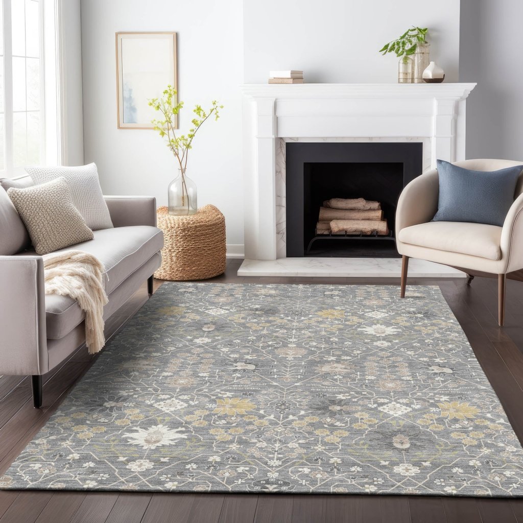 LOOMLAN Rugs Elara Gray Washable Indoor-Outdoor Rug