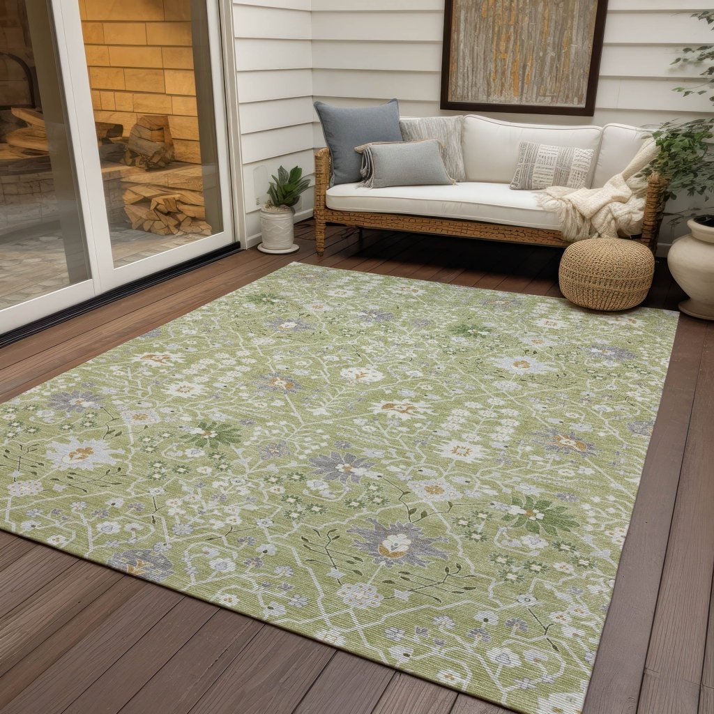 LOOMLAN Rugs Elara Green Washable Indoor-Outdoor Rug