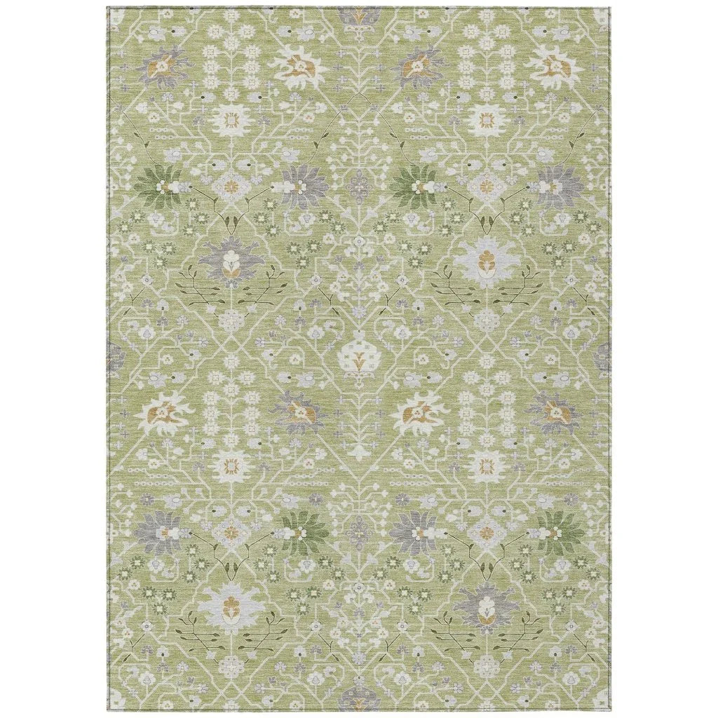 LOOMLAN Rugs Elara Green Washable Indoor-Outdoor Rug