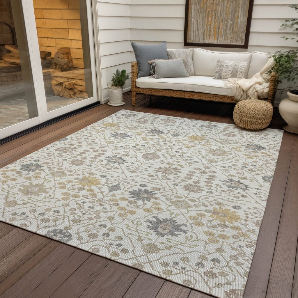 LOOMLAN Rugs Elara Ivory Washable Indoor-Outdoor Rug