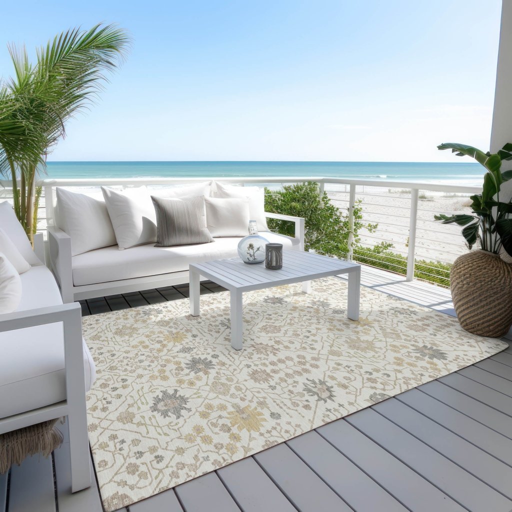 LOOMLAN Rugs Elara Ivory Washable Indoor-Outdoor Rug