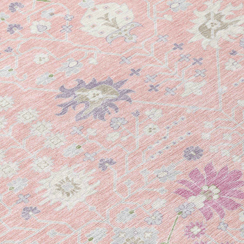 LOOMLAN Rugs Elara Pink Washable Indoor-Outdoor Rug