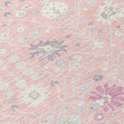 LOOMLAN Rugs Elara Pink Washable Indoor-Outdoor Rug