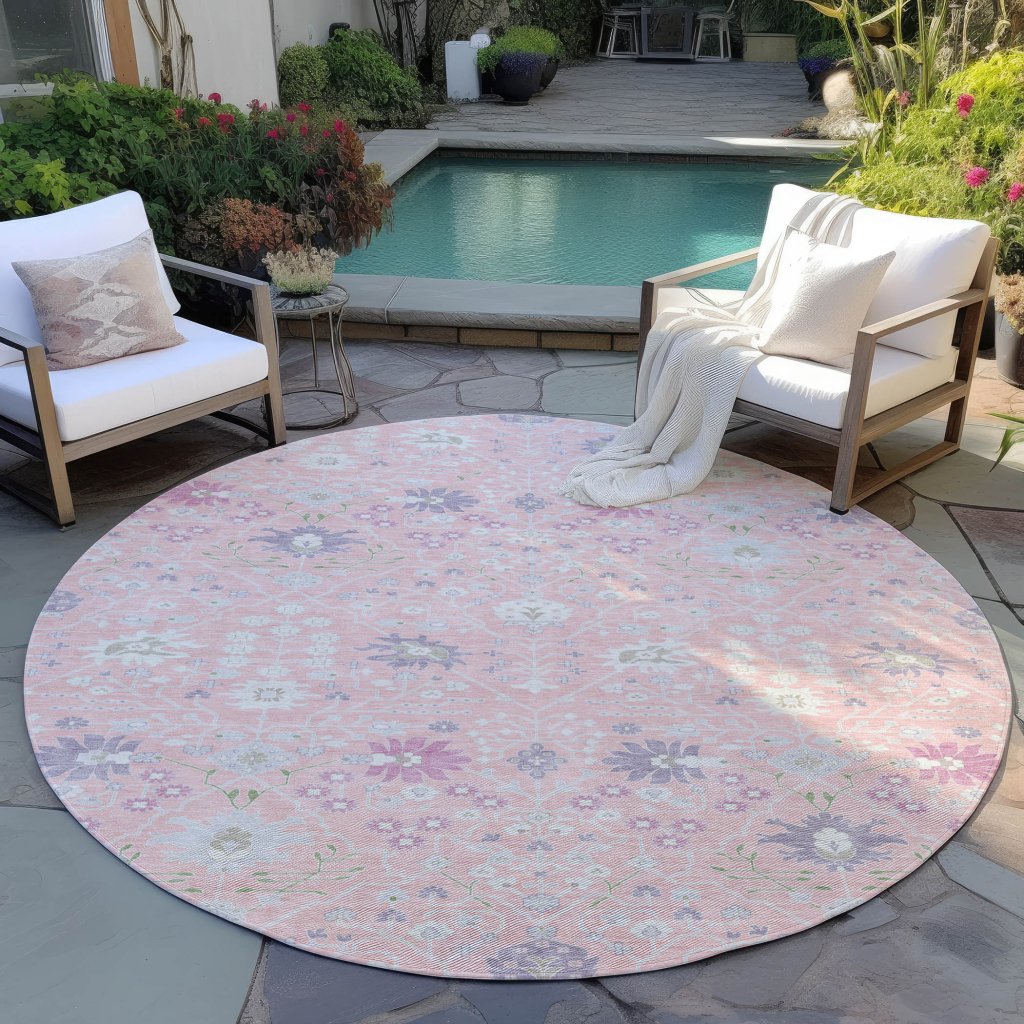 LOOMLAN Rugs Elara Pink Washable Indoor-Outdoor Rug