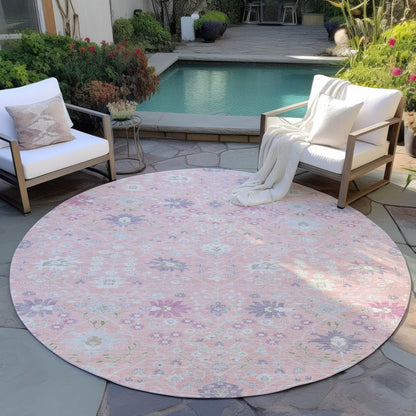 LOOMLAN Rugs Elara Pink Washable Indoor-Outdoor Rug