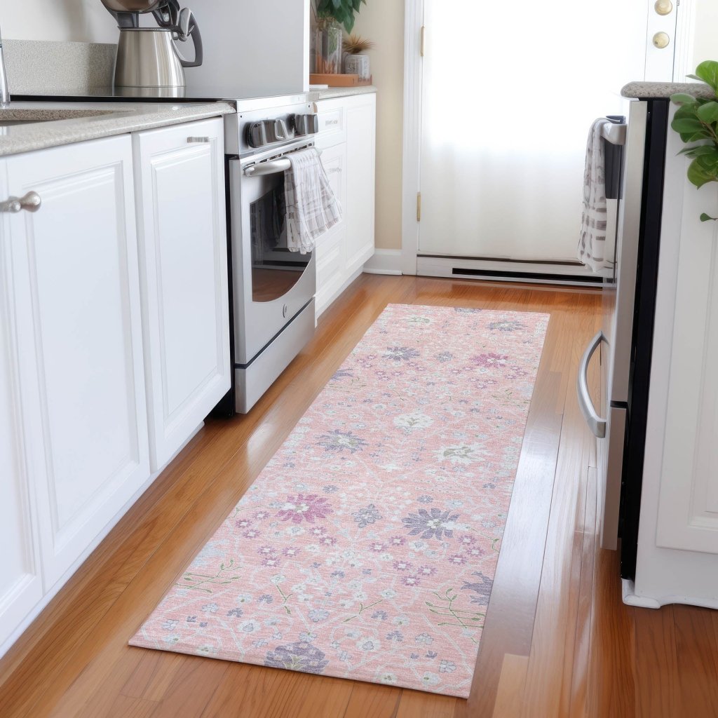 LOOMLAN Rugs Elara Pink Washable Indoor-Outdoor Rug