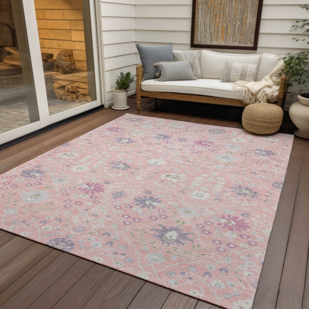 LOOMLAN Rugs Elara Pink Washable Indoor-Outdoor Rug