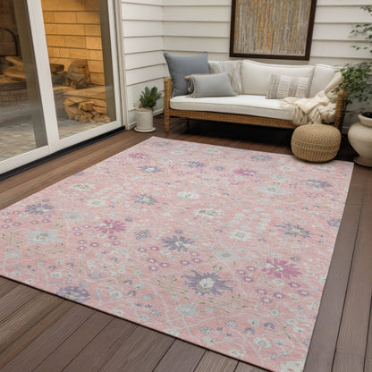 LOOMLAN Rugs Elara Pink Washable Indoor-Outdoor Rug