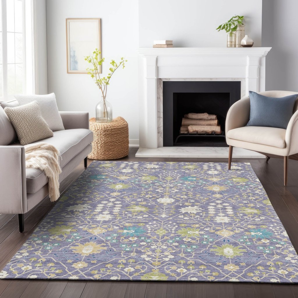 LOOMLAN Rugs Elara Purple Washable Indoor-Outdoor Rug