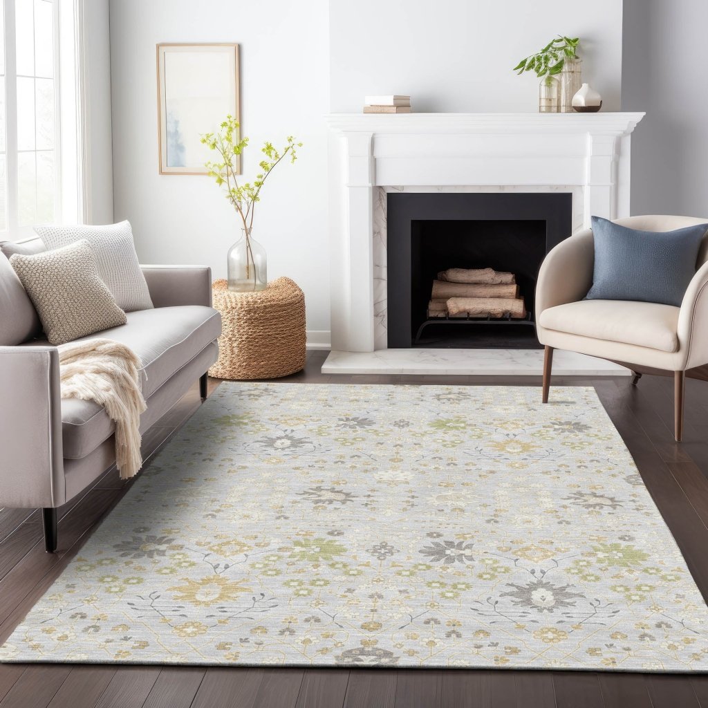 LOOMLAN Rugs Elara Silver Washable Indoor-Outdoor Rug