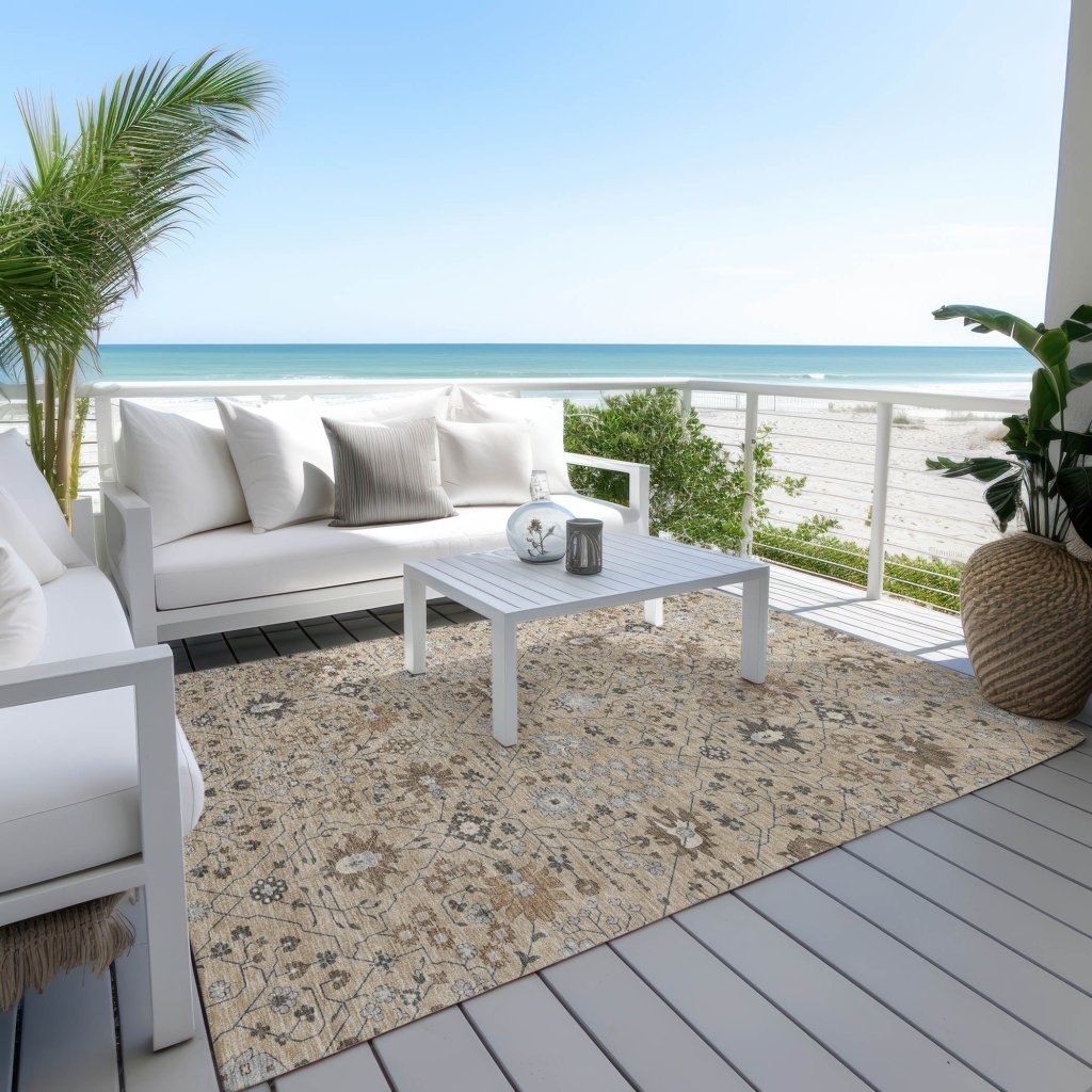 LOOMLAN Rugs Elara Taupe Washable Indoor-Outdoor Rug