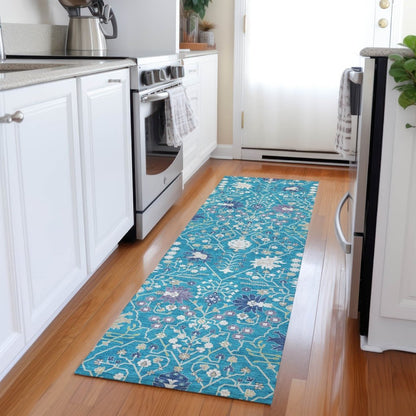 LOOMLAN Rugs Elara Teal Washable Indoor-Outdoor Rug