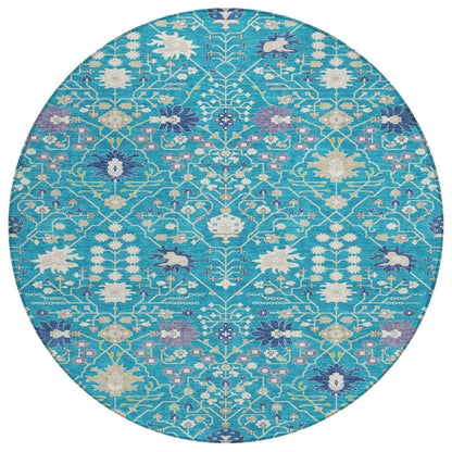 LOOMLAN Rugs Elara Teal Washable Indoor-Outdoor Rug