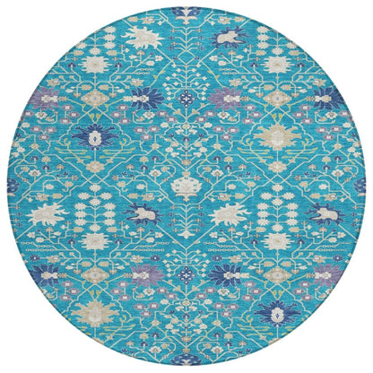 LOOMLAN Rugs Elara Teal Washable Indoor-Outdoor Rug