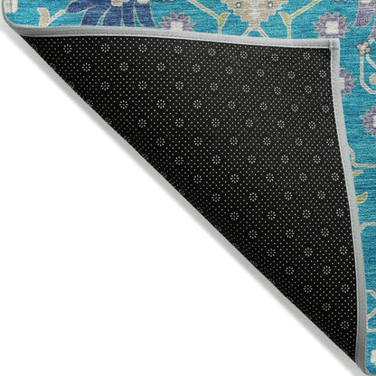 LOOMLAN Rugs Elara Teal Washable Indoor-Outdoor Rug