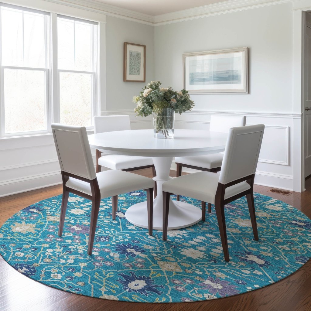 LOOMLAN Rugs Elara Teal Washable Indoor-Outdoor Rug