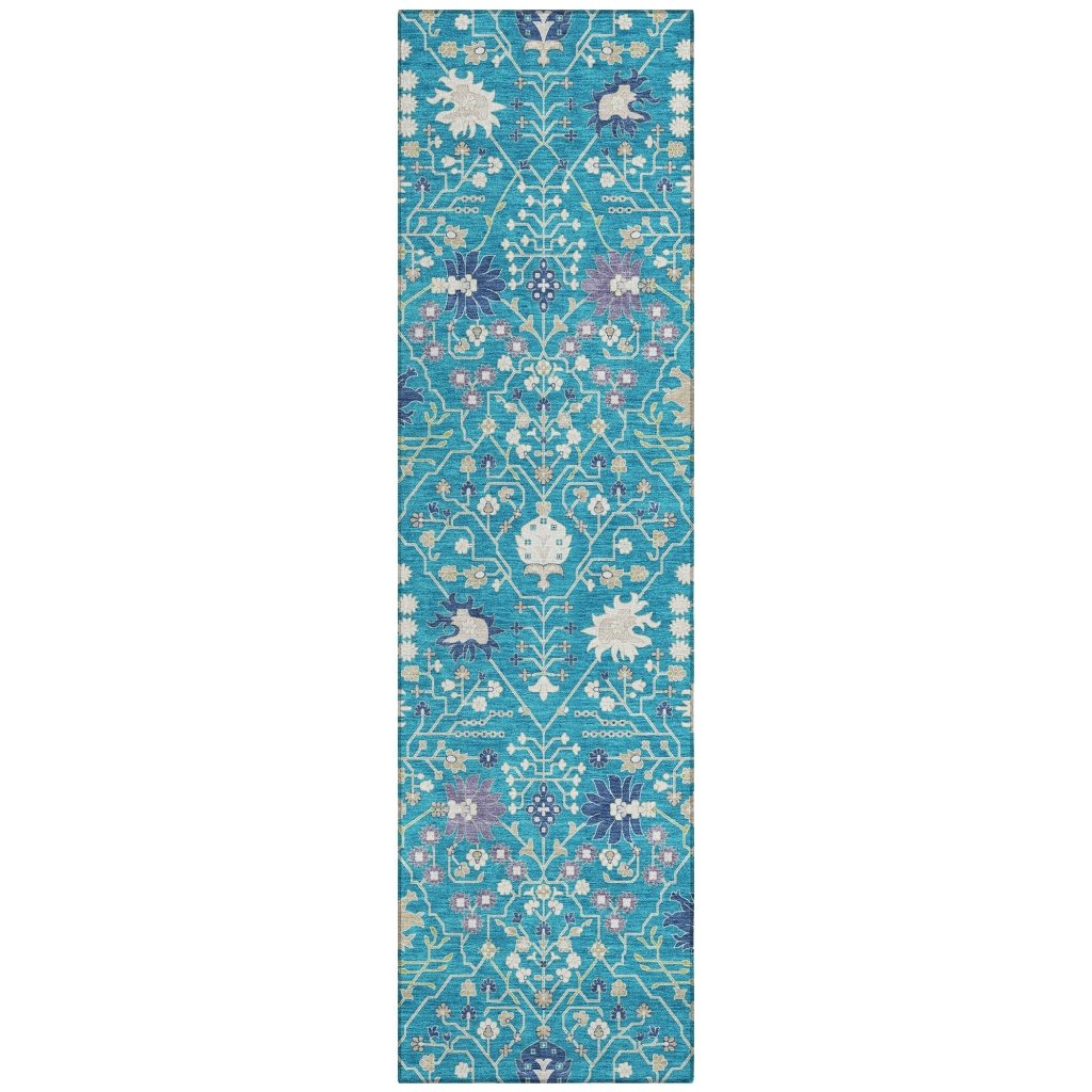 LOOMLAN Rugs Elara Teal Washable Indoor-Outdoor Rug