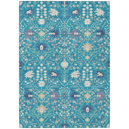 LOOMLAN Rugs Elara Teal Washable Indoor-Outdoor Rug