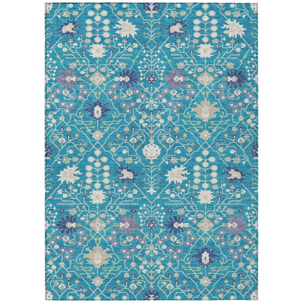 LOOMLAN Rugs Elara Teal Washable Indoor-Outdoor Rug