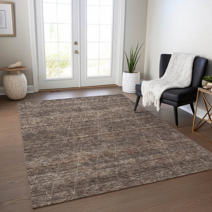 LOOMLAN Rugs Elaria Brown Washable Indoor-Outdoor Rug