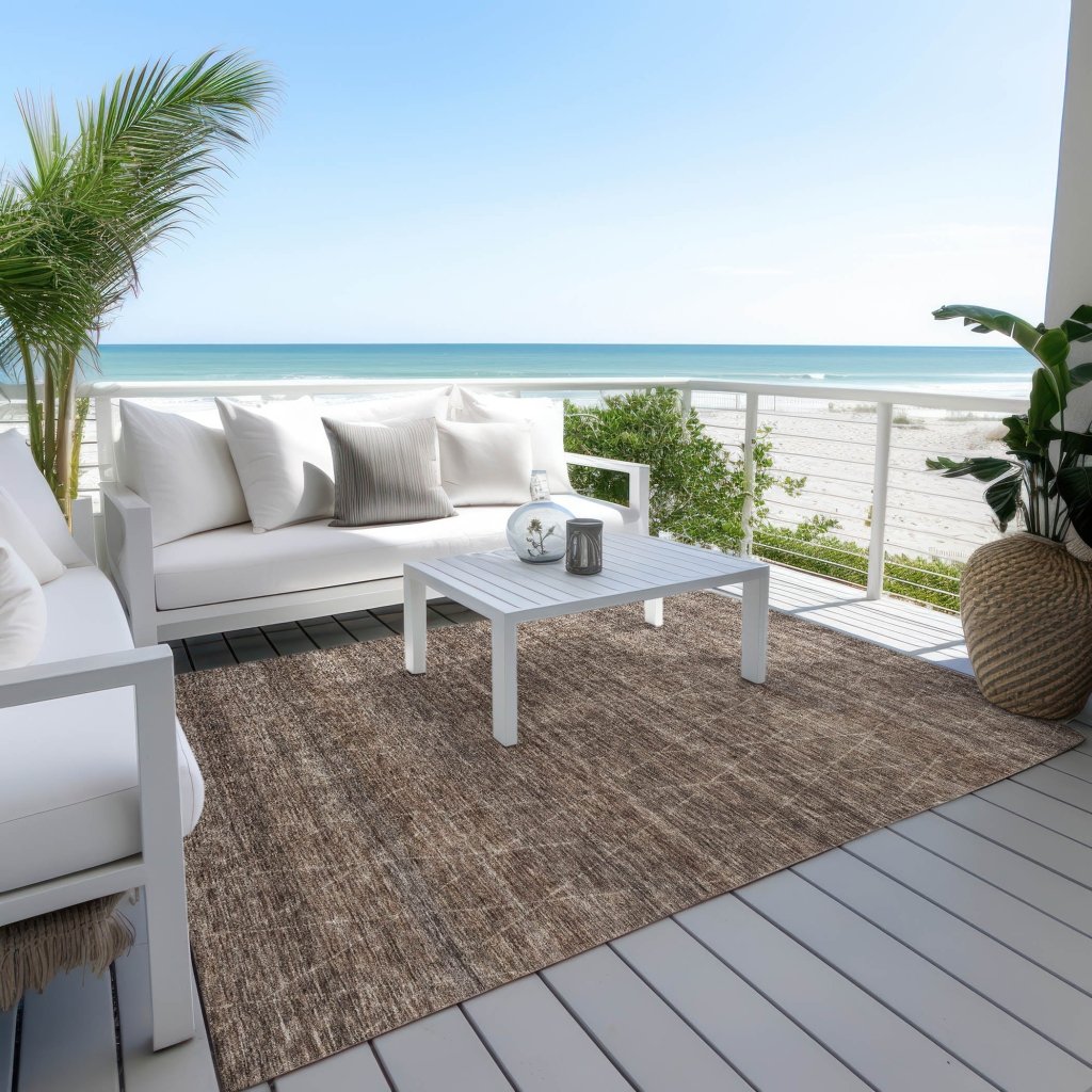 LOOMLAN Rugs Elaria Brown Washable Indoor-Outdoor Rug