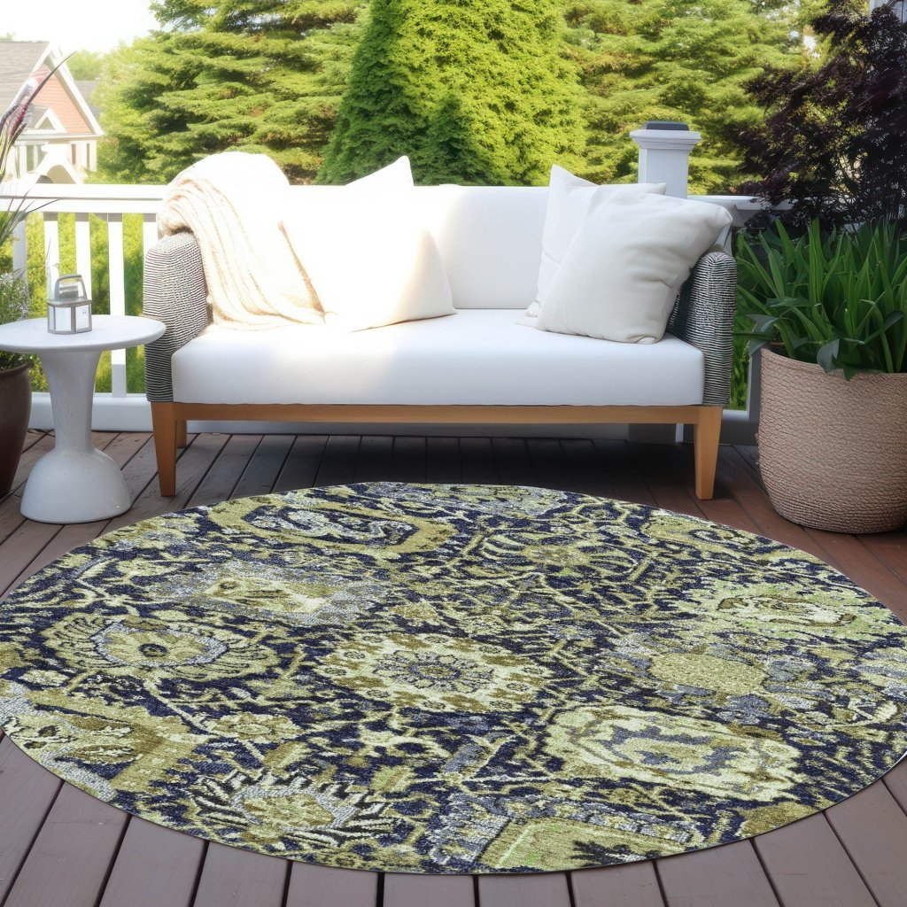 LOOMLAN Rugs Elarion Green Washable Indoor-Outdoor Rug