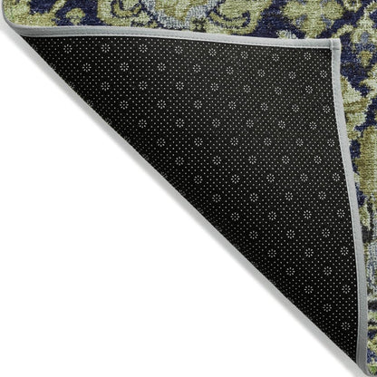 LOOMLAN Rugs Elarion Green Washable Indoor-Outdoor Rug