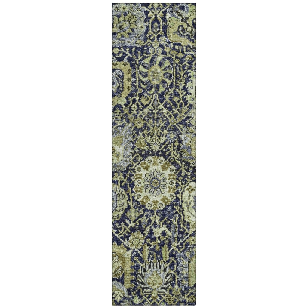 LOOMLAN Rugs Elarion Green Washable Indoor-Outdoor Rug