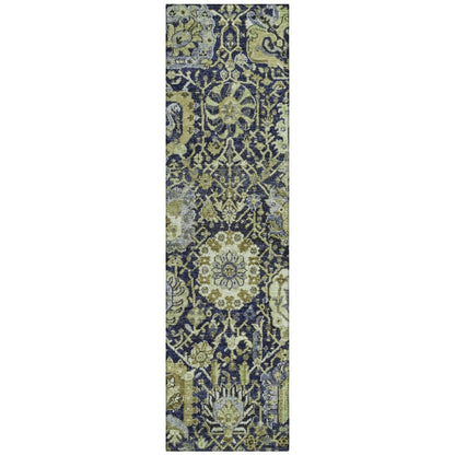 LOOMLAN Rugs Elarion Green Washable Indoor-Outdoor Rug