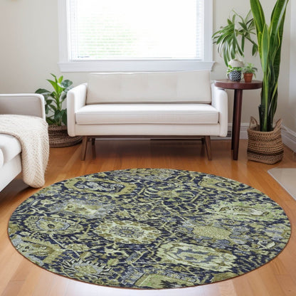 LOOMLAN Rugs Elarion Green Washable Indoor-Outdoor Rug